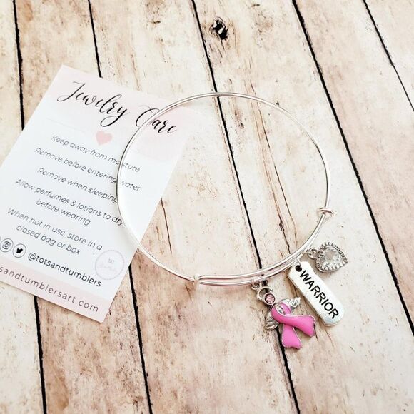 Breast Cancer Awareness Bracelet, Pink Ribbon, Motivational Gift - Picture 8 of 11
